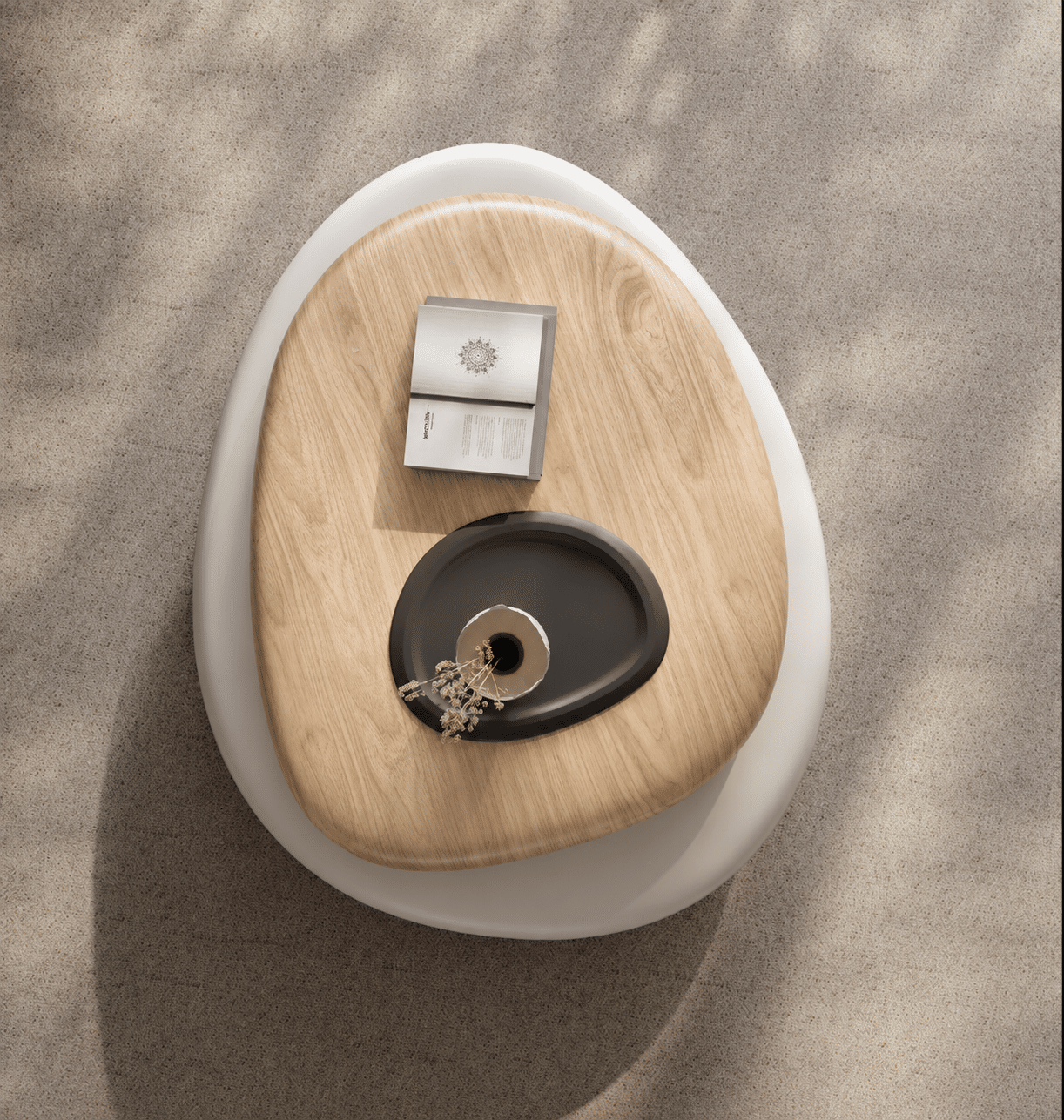 Table basse pivotant à profil bas Alyson Organic Pebble – Image 2