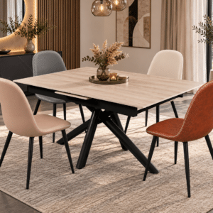 chaises scandinave avec couture décoratif en simili cuir