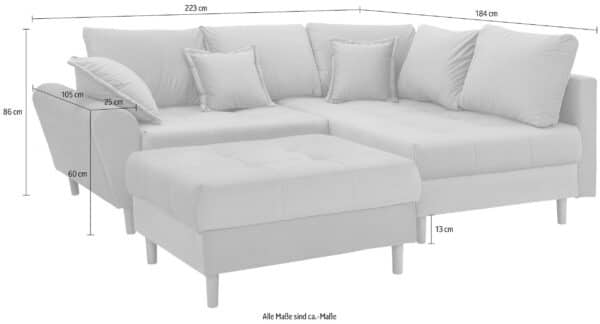 Canapé d’angle convertible et réversible Rice en, en velours de luxe douce gris argenté – Image 4