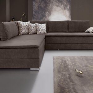 Canapé d’angle convertible INOSIGN Night & Day, en microfibre marron