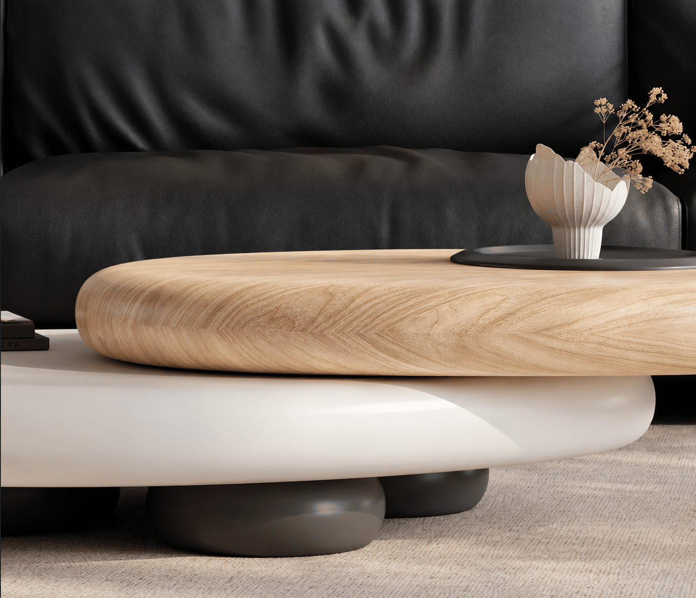 Table basse pivotant à profil bas Alyson Organic Pebble – Image 4