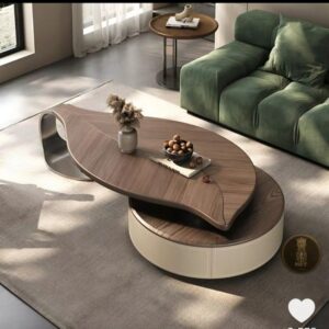table Basse en forme de feuille en bois métal