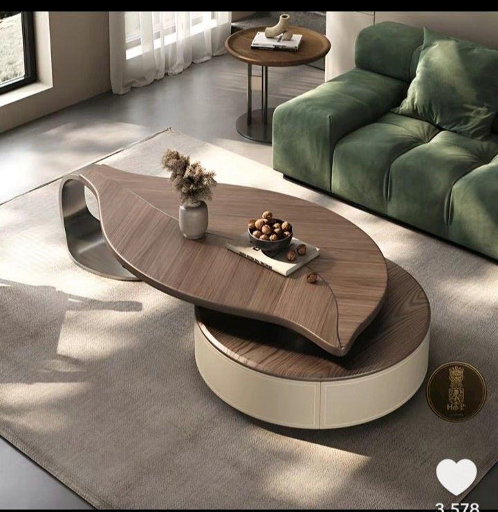 table Basse en forme de feuille en bois métal