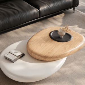Table basse pivotant à profil bas Alyson Organic Pebble