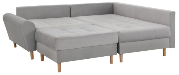 Canapé d’angle convertible et réversible Rice en, en velours de luxe douce gris argenté – Image 3