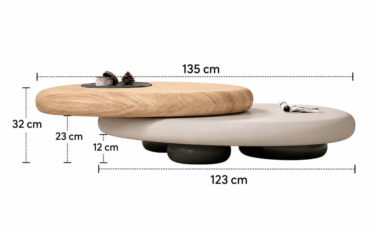 Table basse pivotant à profil bas Alyson Organic Pebble – Image 5