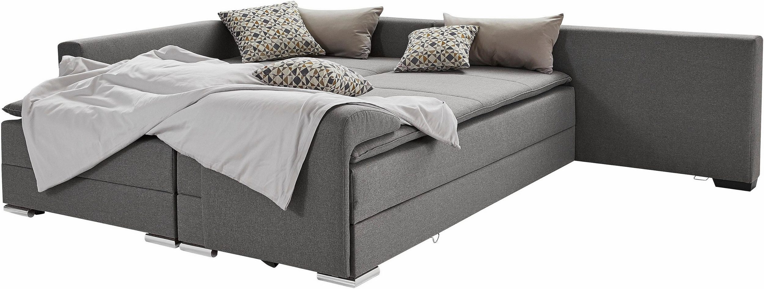 Canapé d’angle convertible INOSIGN Night & Day, en tissu gris clair – Image 5