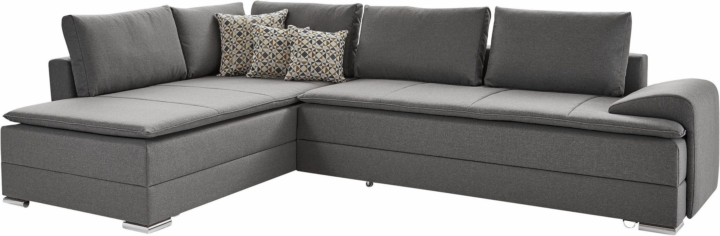 Canapé d’angle convertible INOSIGN Night & Day, en tissu gris clair – Image 2