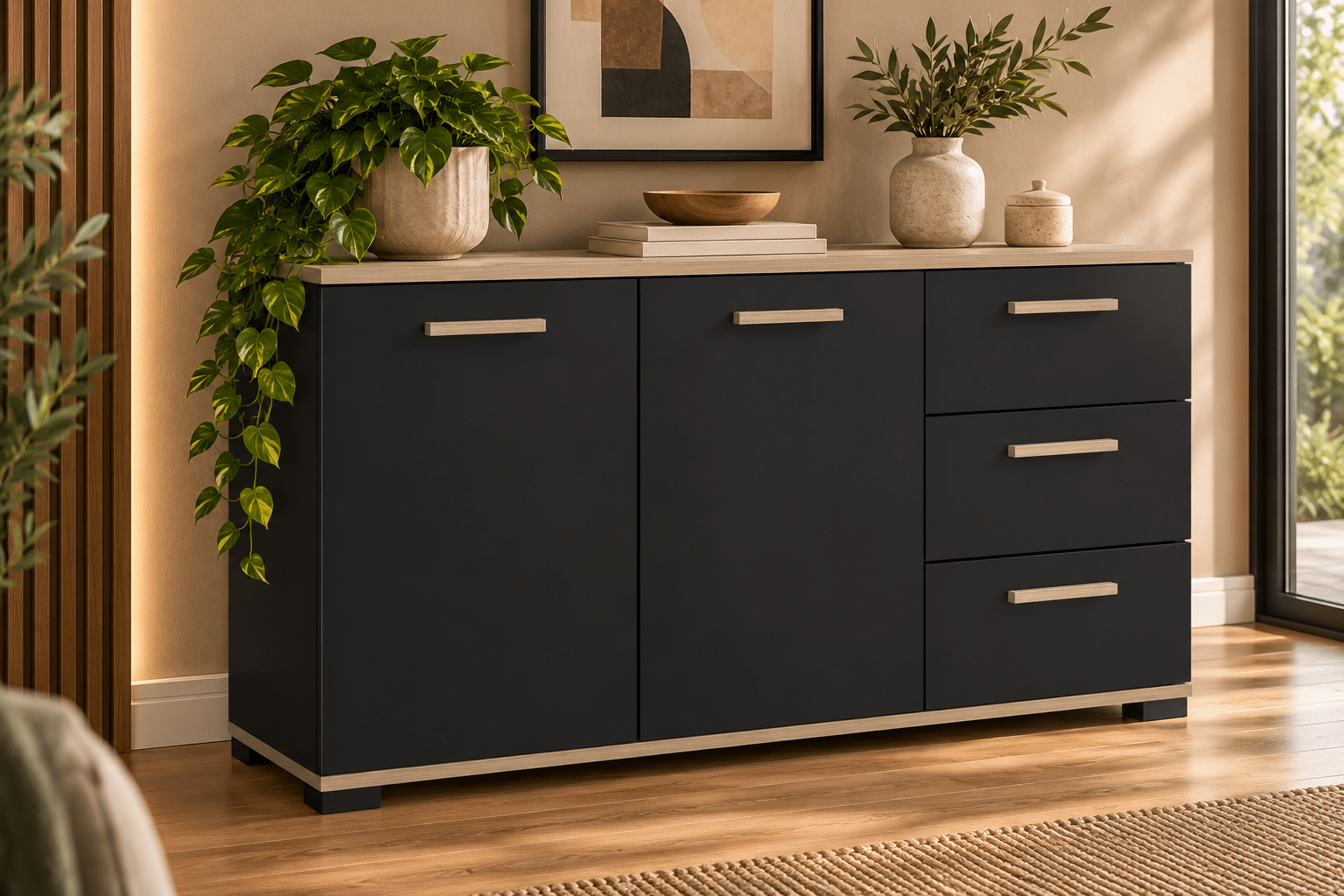Enfilade IZZY – 2+1 portes et 2 tiroirs, Chêne Kronberg