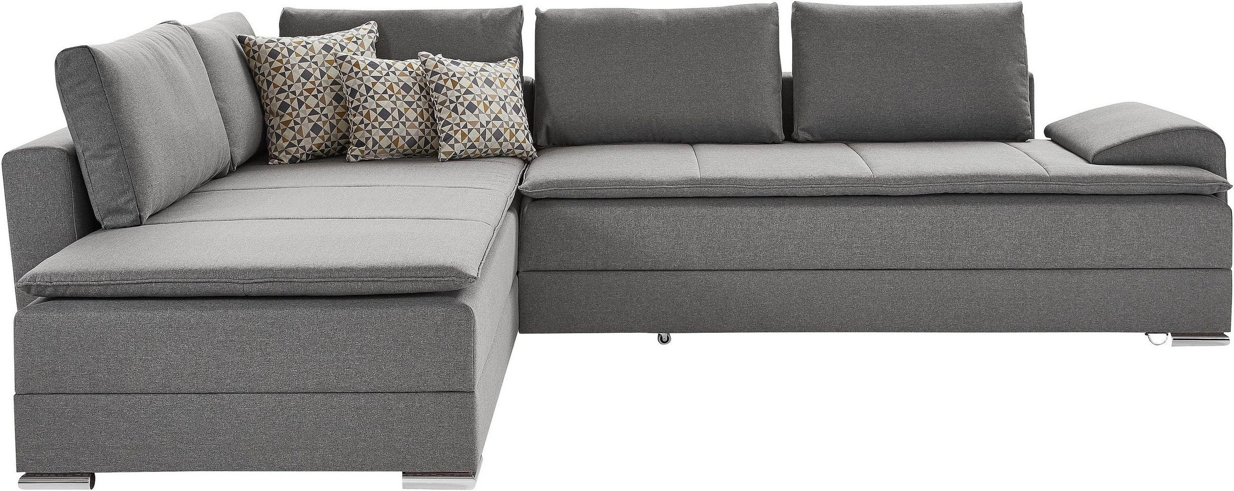 Canapé d’angle convertible INOSIGN Night & Day, en tissu gris clair
