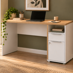 Bureau Accès – Chêne Hamilton / Blanc – 116 x 77 x 45 cm