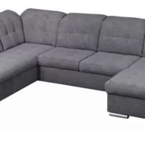 Canapé  panoramique convertible ACTION avec coffre de rangement en tissu gris