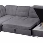 Canapé panoramique convertible ACTION avec coffre de rangement en tissu gris – Image 3