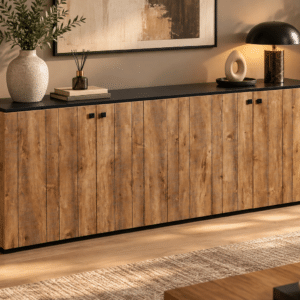 Buffet – Miami – Décor Chêne Denver et Noir – 225 cm