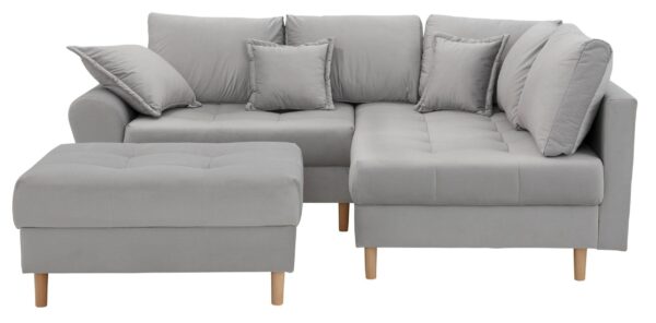 Canapé d’angle convertible et réversible Rice en, en velours de luxe douce gris argenté – Image 2