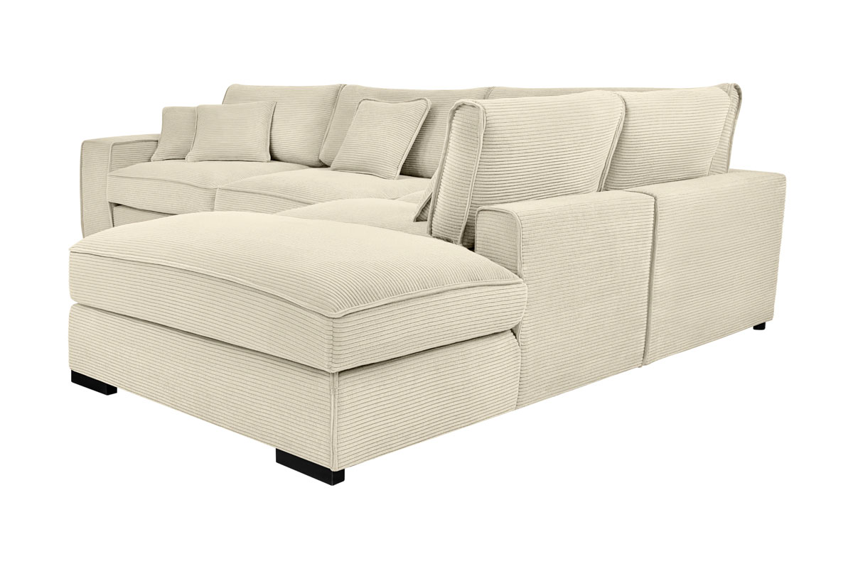 Canapé d’angle gauche ou droit LINCOLN XXL en velours côtelé beige – Image 2