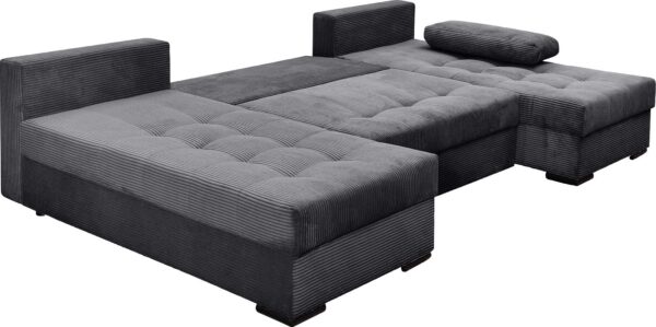 Canapé convertible panoramique avec coffre de Rangement Intégré en  velours côtelé Anthracite – Image 4