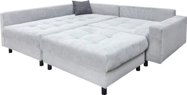 Canapé d’Angle convertible TONY avec le pouf en velours côtelé gris clair – Image 4