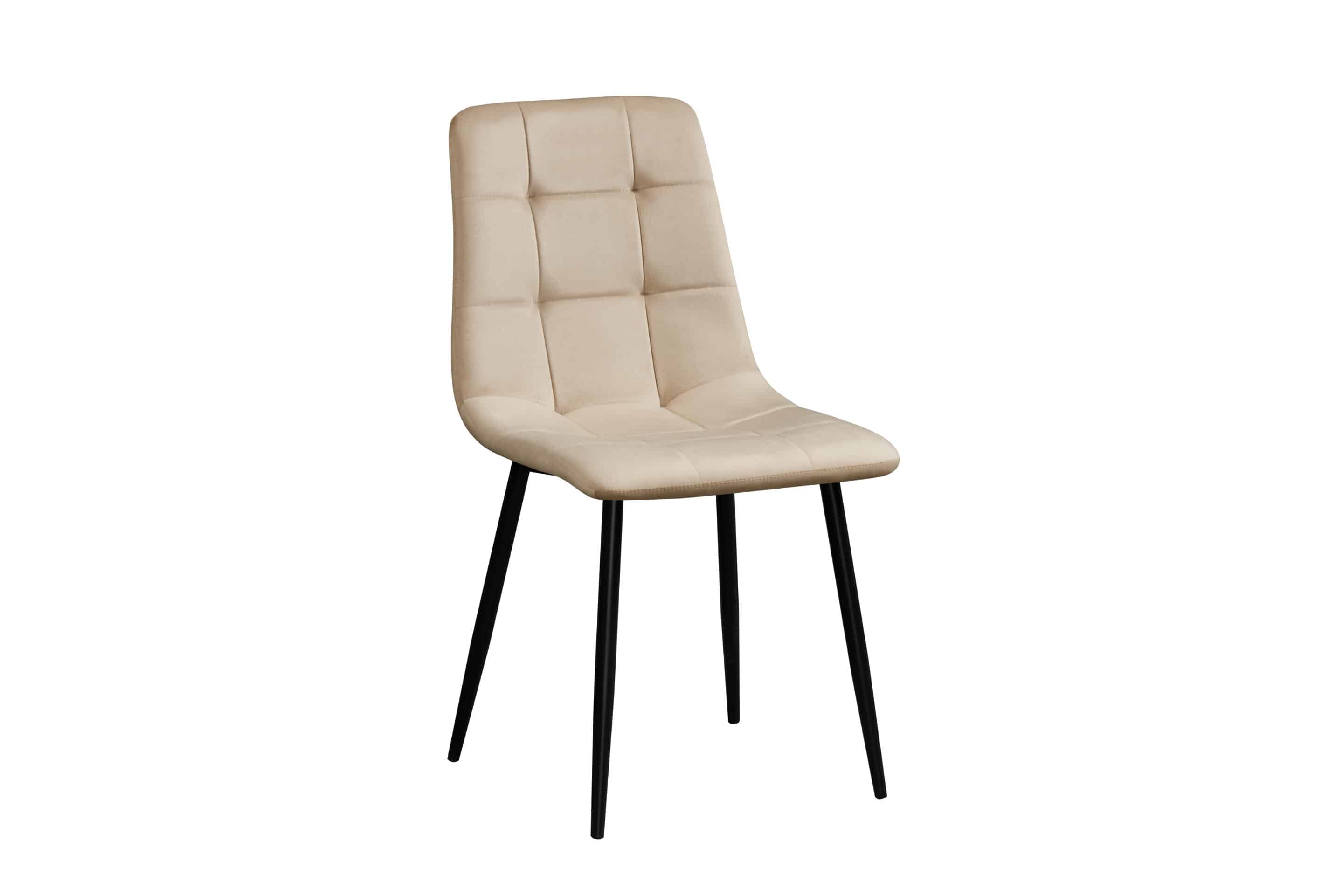 Chaise BIJORN de Salle a Manger Scandinaves Capitonnées Métal en velours beige