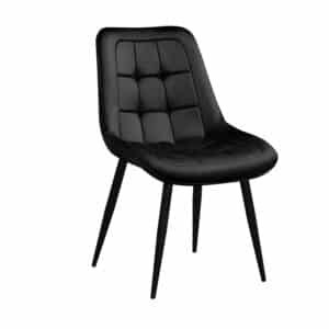 Chaise de Salle à Manger Lesedi en velours noir et pied noir