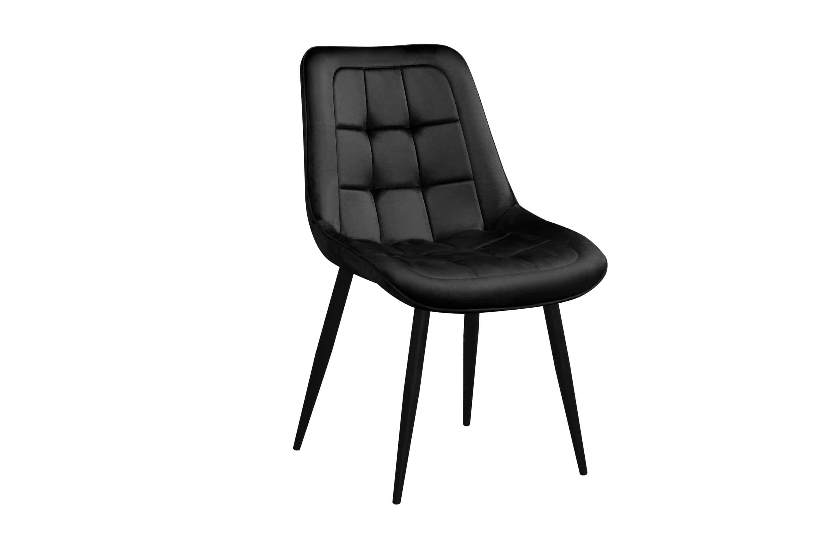 Chaise de Salle à Manger Lesedi en velours noir et pied noir