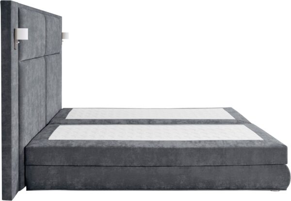 Lit Coffre Copenhague 180 x 200 avec sommier, Matelas et surmatelas et éclairage LED en microfibre luxe Ibiza anthracite – Image 4