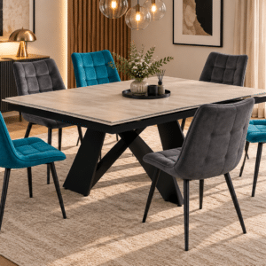 Chaise Lisboa en velours avec pieds noirs