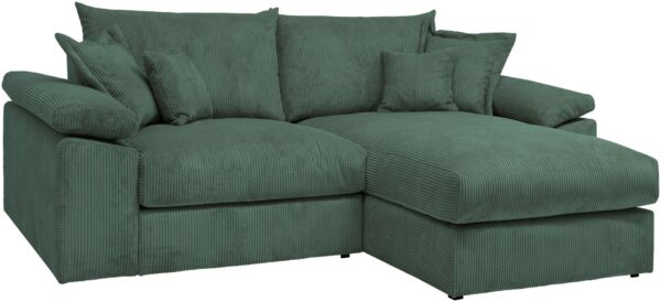 Canapé d’angle réversible Soft&Cosy XL - largeur 246 cm en velours côtelé vert – Image 2