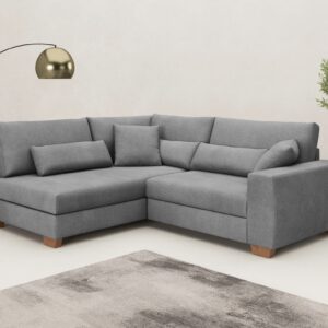 Canapé d’angle convertible Mr. Couch HELENA, Avec noyau à ressort en microfibre gris