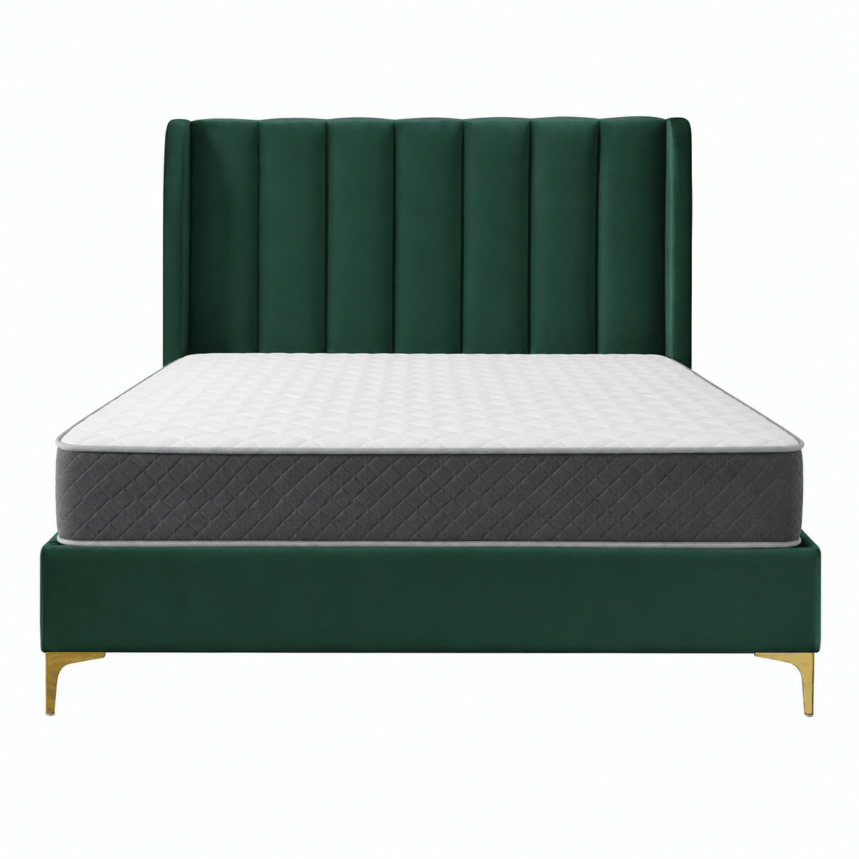 Lit Villette 140 x 190 en velours vert