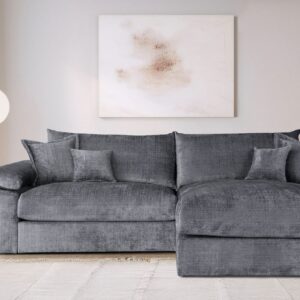 Canapé d’angle Soft&Cosy XXL en tissu gris foncé  303 cm