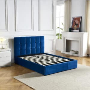 Lit Coffre Bellis160 x 200 Avec Tête De Lit EN velours Bleu