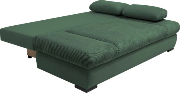 Canapé-lit Chicago avec coffre de rangement en microfibre vert et velours côtelé vert – Image 4