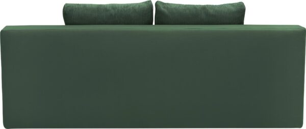 Canapé-lit Chicago avec coffre de rangement en microfibre vert et velours côtelé vert – Image 2