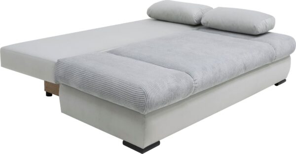 Canapé-lit Chicago avec coffre de rangement en microfibre gris et velours côtelé gris – Image 5