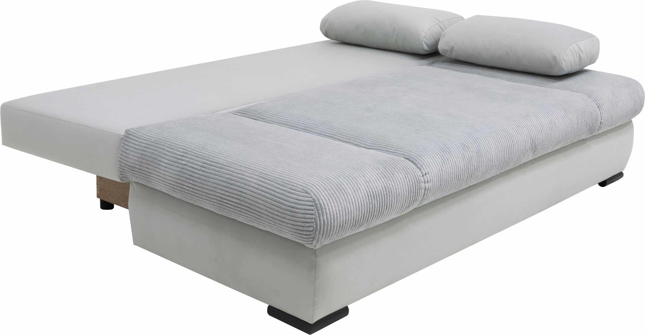 Canapé-lit Chicago avec coffre de rangement en microfibre gris et velours côtelé gris – Image 5