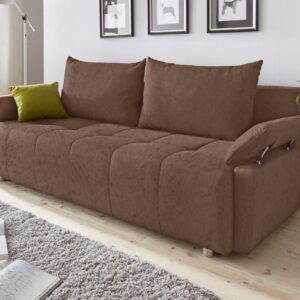 Canapé-lit Fantastique de Collection AB avec Noyau à Ressorts et coffre de rangement – Microfibre marron