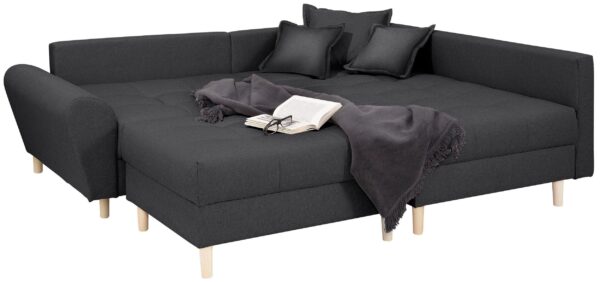 Canapé d’angle convertible et réversible RICE avec le pouf en tissu anthracite – Image 3