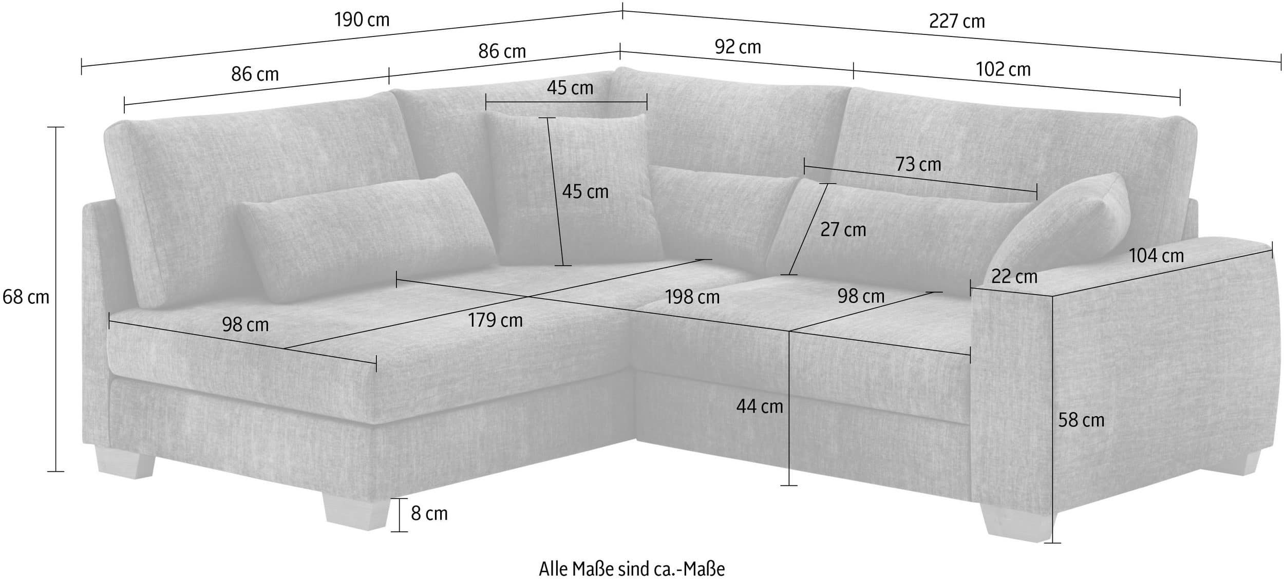 Canapé d’angle convertible Mr. Couch HELENA, Avec noyau à ressort en microfibre gris – Image 4