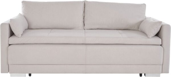 Canapé-lit INOSIGN BERLIN avec Sommier Tapissier, Coffre de Rangement en microfibre beige – Image 2