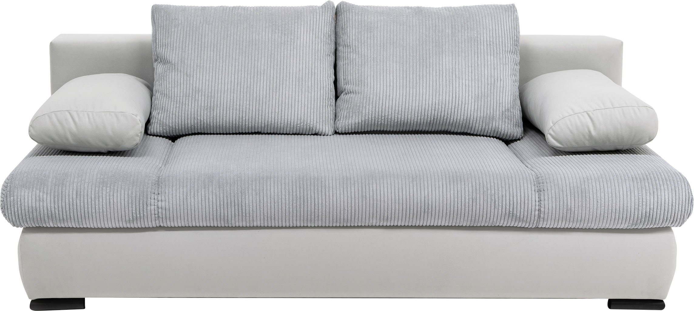 Canapé-lit Chicago avec coffre de rangement en microfibre gris et velours côtelé gris – Image 2