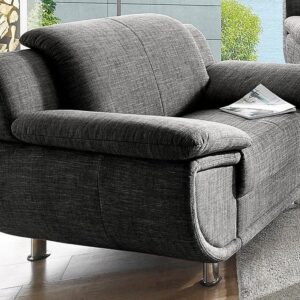 fauteuil Rondo – Design Intemporel en tissu gris anthracite sablé
