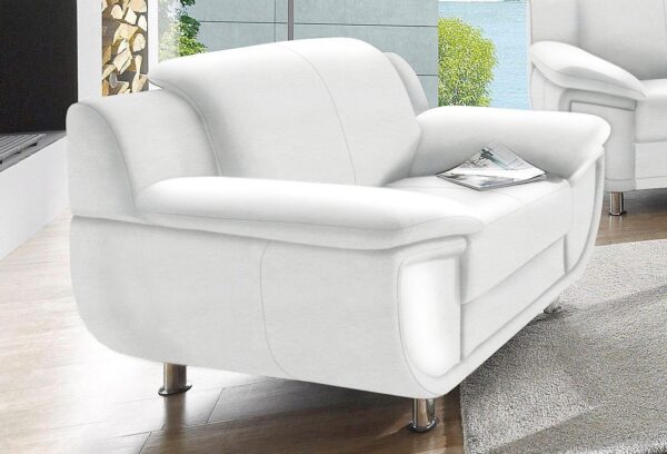 fauteuil Rondo – Design Intemporel en simili cuir blanc