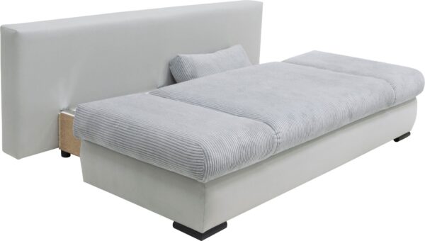 Canapé-lit Chicago avec coffre de rangement en microfibre gris et velours côtelé gris – Image 4