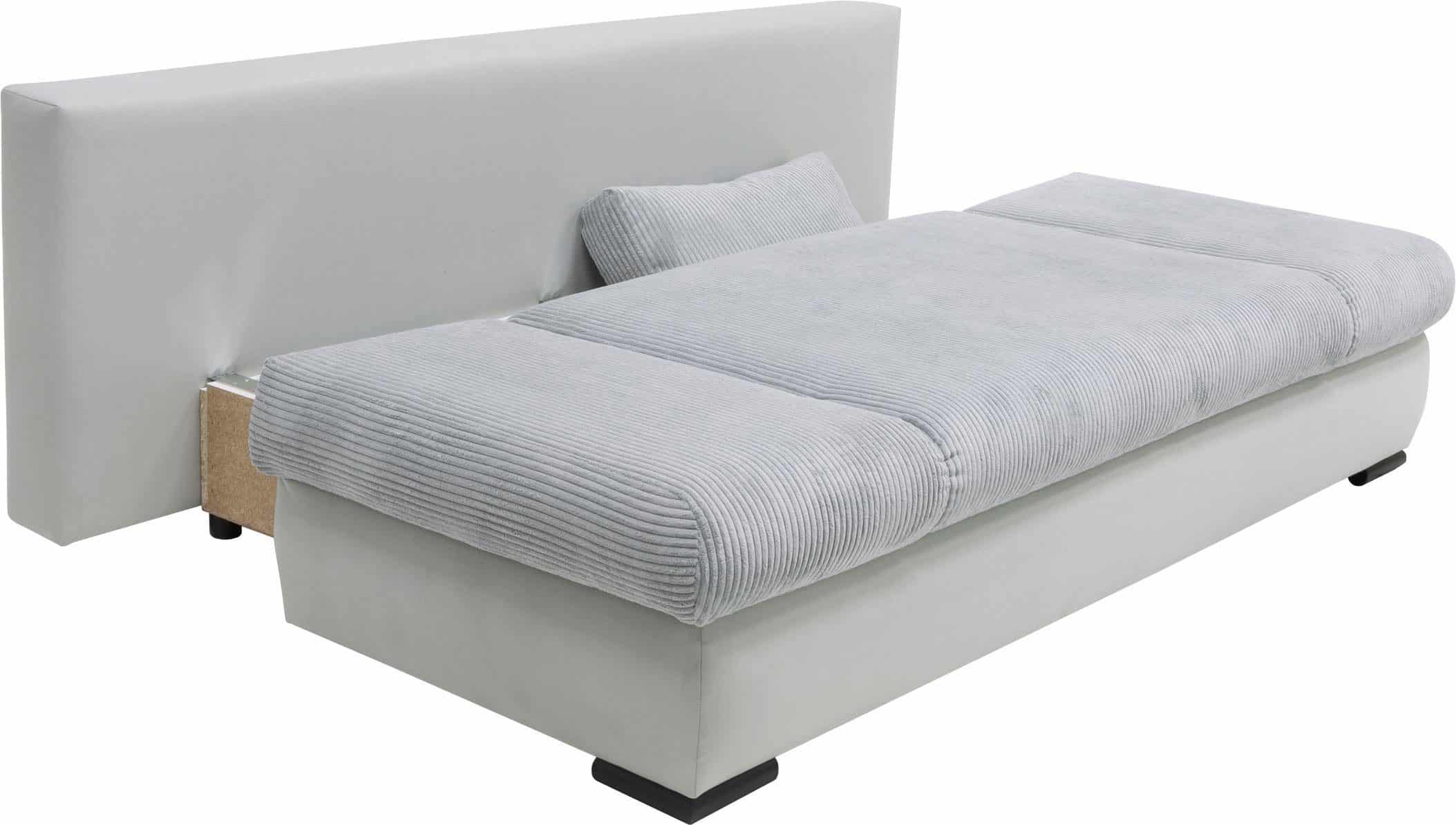 Canapé-lit Chicago avec coffre de rangement en microfibre gris et velours côtelé gris – Image 4