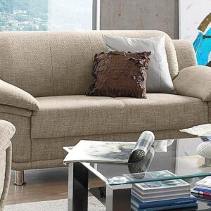 Canapé 2 Places Rondo – Design Intemporel et Confort Optimal en tissu beige sablé