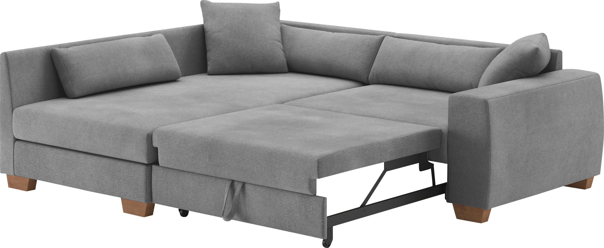Canapé d’angle convertible Mr. Couch HELENA, Avec noyau à ressort en microfibre gris – Image 3