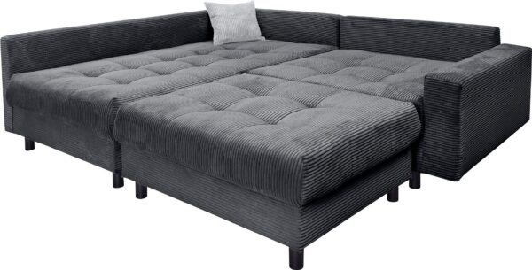 Canapé convertible panoramique avec le pouf en velours côtelé Anthracite – Image 3
