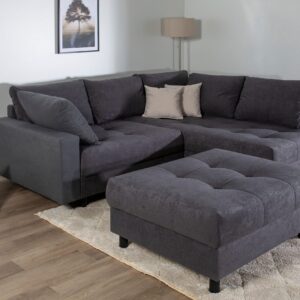 Canapé d’angle convertible et réversible Toni en microfibre gris anthracite