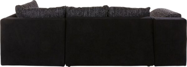 canapé angle convertible et réversible SALLY en microfibre noir et tissu noir/blanc – Image 4